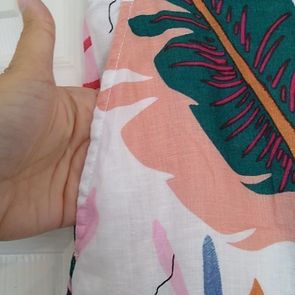 Cynthia Rowley 100% Linen Wide Leg Crop Tropical Print Pants - Picture 4 of 13